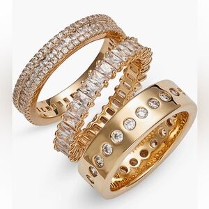 NORDSTROM SET OF 3 CUBIC ZIRCONIA BAND RINGS